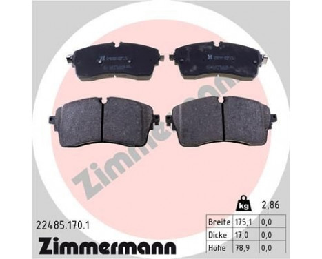 Brake Pad Set, disc brake 22485.170.1 Zimmermann