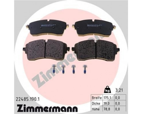 Brake Pad Set, disc brake 22485.190.1 Zimmermann