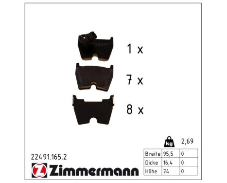 Brake Pad Set, disc brake 22491.165.2 Zimmermann, Image 2