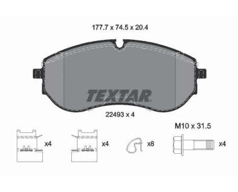 Brake pad set, disc brake 2249301 Textar