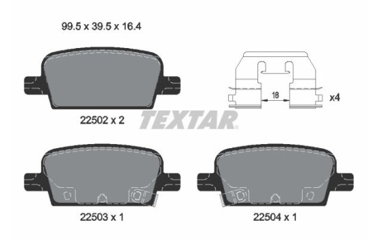 Brake pad set, disc brake 2250201 Textar
