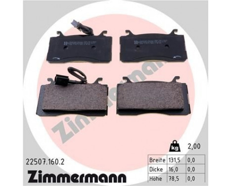 Brake Pad Set, disc brake 22507.160.2 Zimmermann
