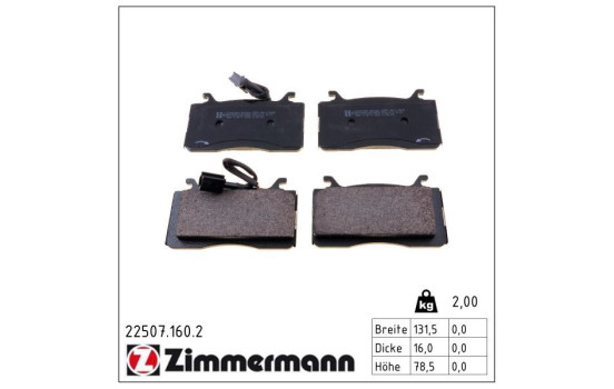Brake Pad Set, disc brake 22507.160.2 Zimmermann