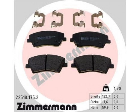 Brake Pad Set, disc brake 22518.175.2 Zimmermann