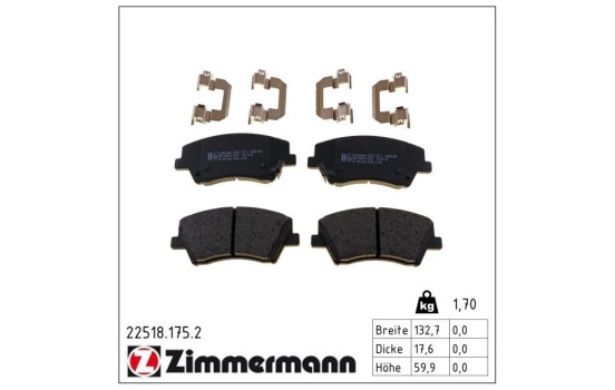 Brake Pad Set, disc brake 22518.175.2 Zimmermann