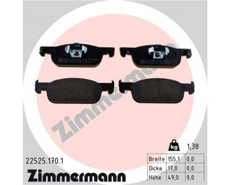 Brake Pad Set, disc brake 22525.170.1 Zimmermann