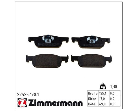 Brake Pad Set, disc brake 22525.170.1 Zimmermann
