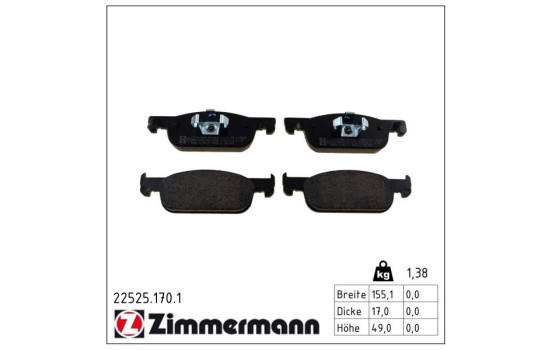 Brake Pad Set, disc brake 22525.170.1 Zimmermann
