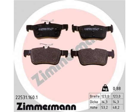 Brake Pad Set, disc brake 22531.160.1 Zimmermann