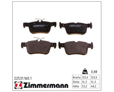 Brake Pad Set, disc brake 22531.160.1 Zimmermann