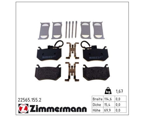 Brake Pad Set, disc brake 22565.155.2 Zimmermann