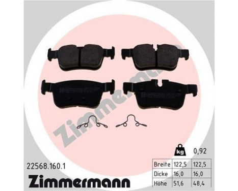 Brake Pad Set, disc brake 22568.160.1 Zimmermann