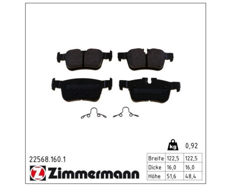 Brake Pad Set, disc brake 22568.160.1 Zimmermann