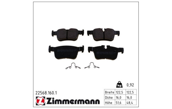 Brake Pad Set, disc brake 22568.160.1 Zimmermann