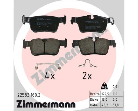 Brake pad set, disc brake 22582.160.2 Zimmermann