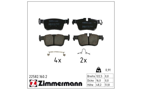 Brake pad set, disc brake 22582.160.2 Zimmermann