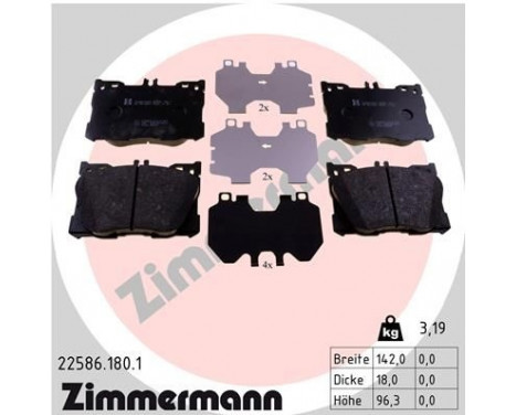 Brake Pad Set, disc brake 22586.180.1 Zimmermann