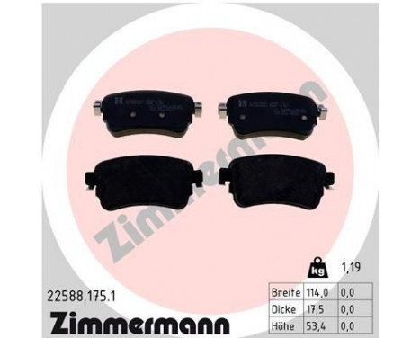 Brake Pad Set, disc brake 22588.175.1 Zimmermann