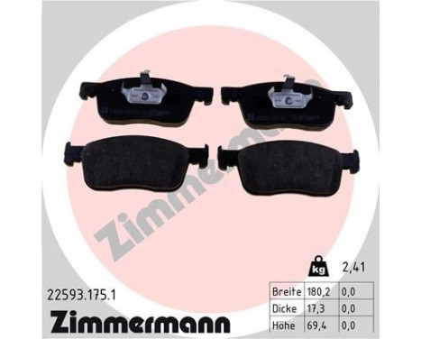 Brake Pad Set, disc brake 22593.175.1 Zimmermann