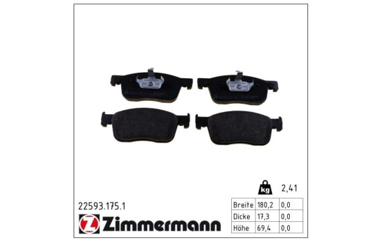 Brake Pad Set, disc brake 22593.175.1 Zimmermann