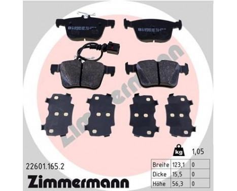 Brake Pad Set, disc brake 22601.165.2 Zimmermann