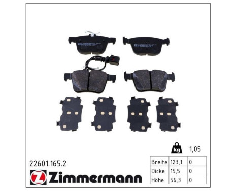 Brake Pad Set, disc brake 22601.165.2 Zimmermann, Image 2