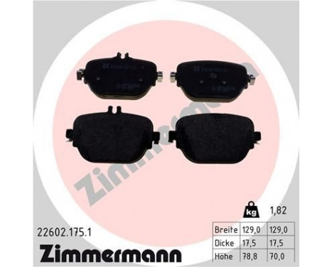 Brake Pad Set, disc brake 22602.175.1 Zimmermann