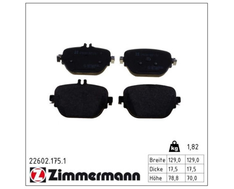 Brake Pad Set, disc brake 22602.175.1 Zimmermann