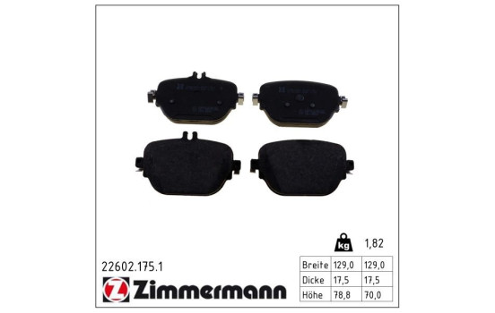 Brake Pad Set, disc brake 22602.175.1 Zimmermann