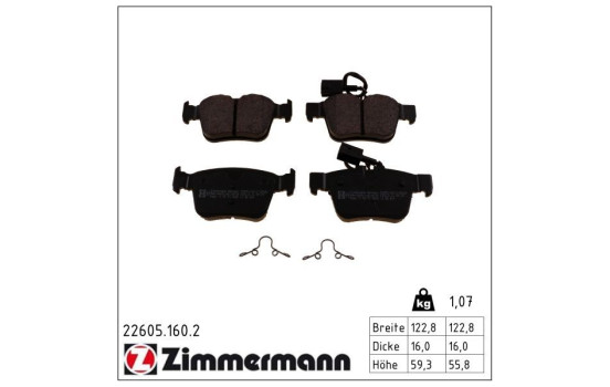 Brake Pad Set, disc brake 22605.160.2 Zimmermann