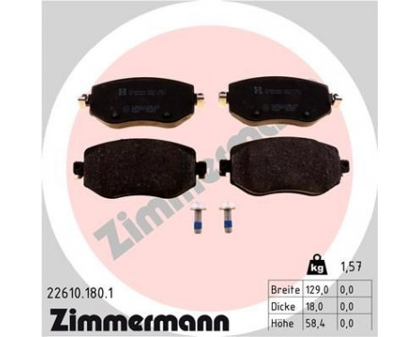 Brake Pad Set, disc brake 22610.180.1 Zimmermann