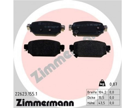 Brake Pad Set, disc brake 22623.155.1 Zimmermann