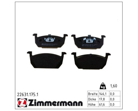 Brake Pad Set, disc brake 22631.175.1 Zimmermann