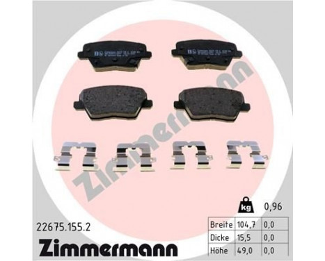 Brake Pad Set, disc brake 22675.155.2 Zimmermann