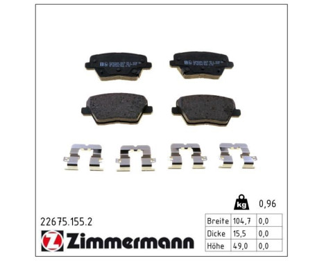 Brake Pad Set, disc brake 22675.155.2 Zimmermann