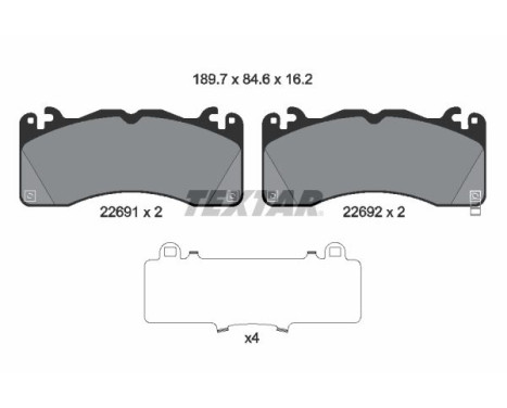 Brake pad set, disc brake 2269101 Textar