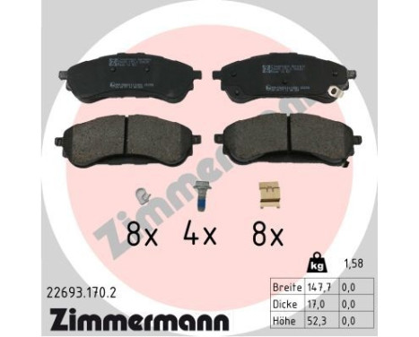 Brake pad set, disc brake 22693.170.2 Zimmermann