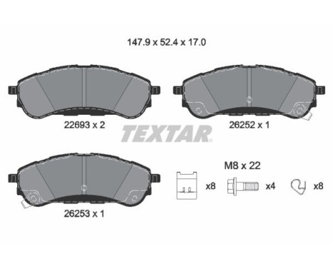 Brake pad set, disc brake 2269301 Textar