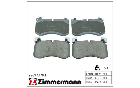 Brake pad set, disc brake 22697.170.1 Zimmermann