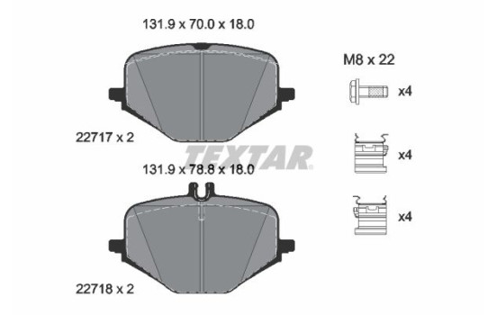 Brake pad set, disc brake 2271701 Textar