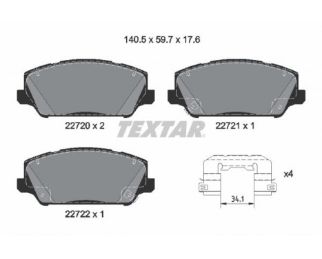 Brake pad set, disc brake 2272001 Textar