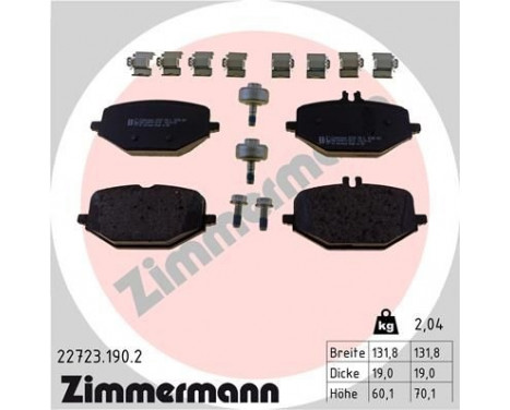 Brake Pad Set, disc brake 22723.190.2 Zimmermann