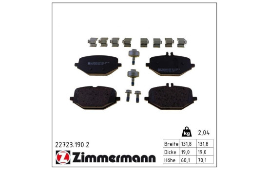 Brake Pad Set, disc brake 22723.190.2 Zimmermann
