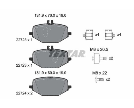 Brake pad set, disc brake 2272301 Textar