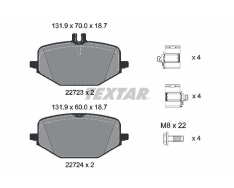 Brake pad set, disc brake 2272303 Textar