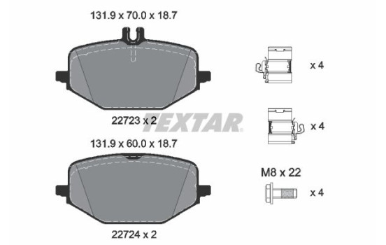 Brake pad set, disc brake 2272303 Textar