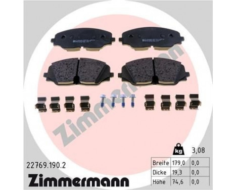 Brake Pad Set, disc brake 22769.190.2 Zimmermann