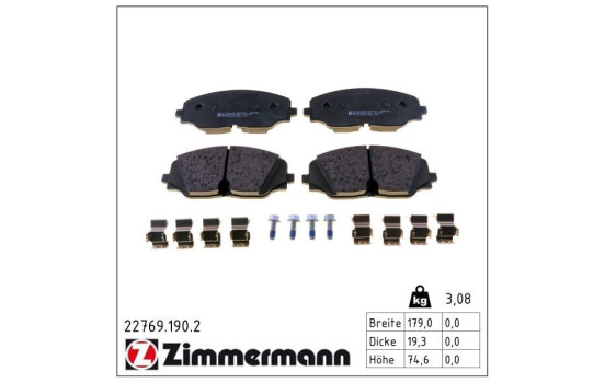 Brake Pad Set, disc brake 22769.190.2 Zimmermann