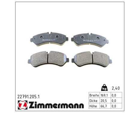 Brake Pad Set, disc brake 22791.205.1 Zimmermann