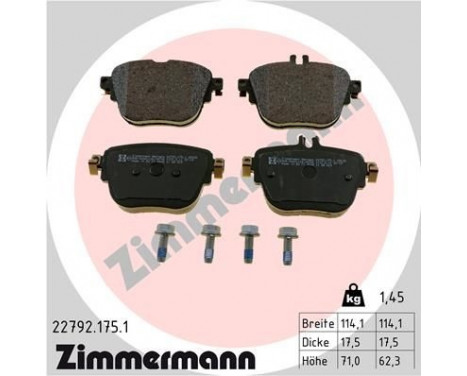 Brake Pad Set, disc brake 22792.175.1 Zimmermann